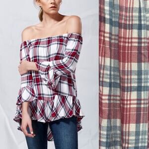 BeachLunchLounge Sheetal Top Plaid Medium M